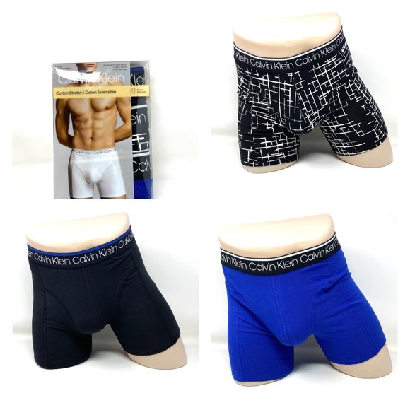 Calvin Klein Other - Calvin Klein 3 Pack Men's Size NP24220432 Cotton Stretch Boxer Briefs Black Blue